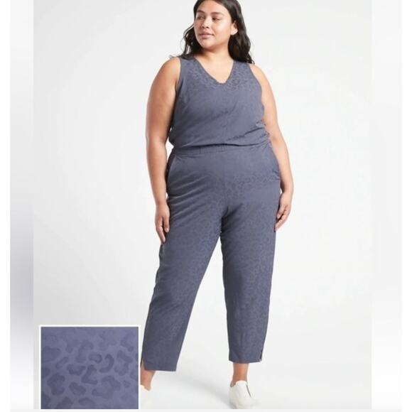 Athleta Brooklyn Textured Jumpsuit Sz 20 Medieval Violet Sleeveless Athleisure - Picture 2 of 12